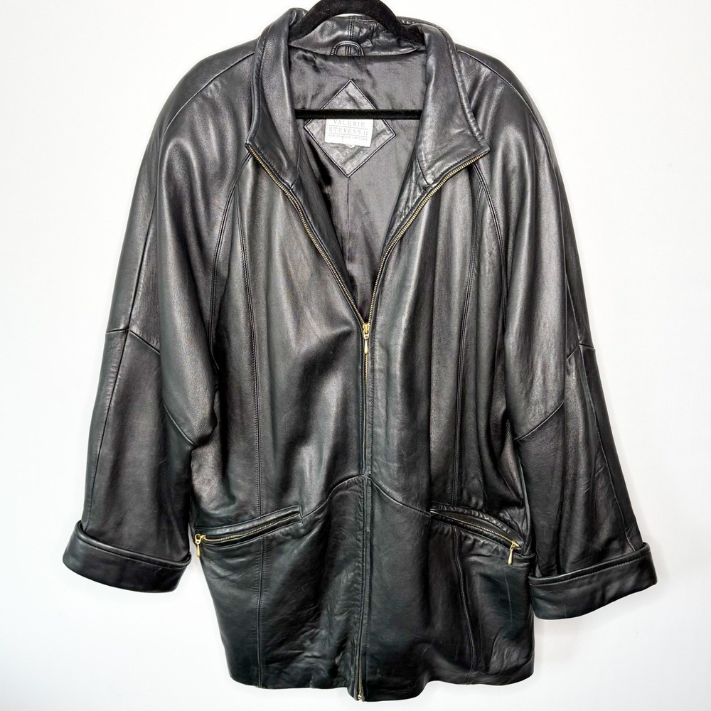 Valerie Stevens New Zealand Lambskin Leather Jacket Oversized Vintage Size 2X